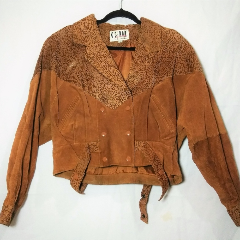 100% Leather Lined Brown Snap Jacket Size M Vtg - Picture 2 of 8